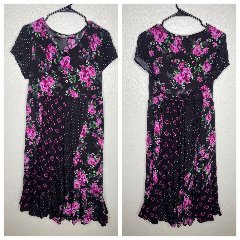 Woman Within short sleeve midi dress whimsigoth fairy grunge girly feminine 14W